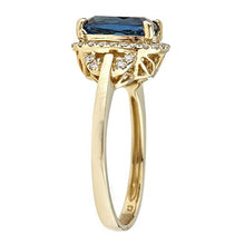 Load image into Gallery viewer, Gin &amp; Grace 10K Yellow Gold Genuine London Blue Topaz Ring with Diamonds for women | Ethically, authentically &amp; organically sourced (Cushion-cut) shaped London Blue Topaz hand-crafted jewelry for her | London Blue Topaz Ring for women
