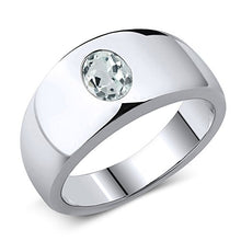 Load image into Gallery viewer, Gem Stone King 1.20 Ct Oval Sky Blue Aquamarine 925 Sterling Silver Men's Ring (Size 10)
