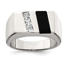 Load image into Gallery viewer, 925 Sterling Silver Mens Cubic Zirconia Cz Black Onyx Band Ring Size 9.00 Man Fine Jewelry For Dad Mens Gifts For Him
