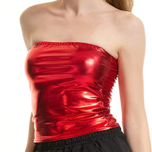 Load image into Gallery viewer, WoCoo Ladies' Nightclub Costumes Wrapped Chest And Patent Leather Solid Color Tube Tops Bottoming Shirt Performance Clothe(Red,L)
