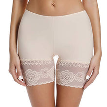 Load image into Gallery viewer, Slip Shorts for Under Dresses Women Elastic Anti Chafing Thigh Bands Underwear Lace Panty Beige
