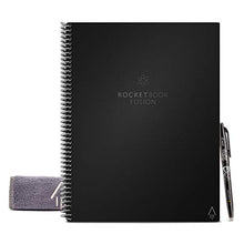 Load image into Gallery viewer, Rocketbook Fusion Smart Reusable Notebook - Calendar, To-Do Lists, and Note Template Pages with 1 Pilot Frixion Pen &amp; 1 Microfiber Cloth Included - Infinity Black Cover, Letter Size (8.5" x 11")
