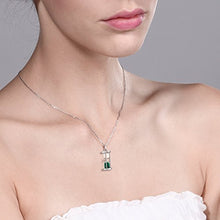 Load image into Gallery viewer, Gem Stone King 925 Sterling Silver Hourglass Pendant Necklace For Women with 0.75 Ct Emerald Dust and 18 Inch Silver Chain
