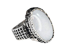 Load image into Gallery viewer, Sterling Silver Men Ring, Natural Moonstone Rainbow Stone, Free Express Shipping
