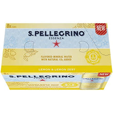 Load image into Gallery viewer, S.Pellegrino Essenza Lemon Lemon Zest Flavored Mineral Water, 11.15 fl oz. Cans (8 Count)
