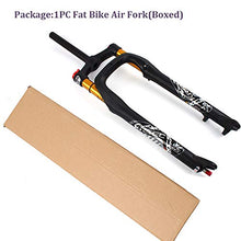 Load image into Gallery viewer, KRSEC ?US Stock? 26er Fat 4.0 Tires Rebound Adjust Bike Air Suspension Snow/Beach MTB Fork, Straight Crown Lockout Disc Brake Mountain Bikes Forks, 28.6 Travel 120mm Hub Spacing 135mm (Black Gold,26)
