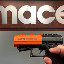 Load image into Gallery viewer, Mace Brand Self Defense Pepper Spray Gun 2.0 – Accurate 20’ Powerful Pepper Spray, Leaves UV Dye on Skin, Integrated LED Light Enhances Aim, Great Self-Defense – Replaceable Cartridge (80406), Black
