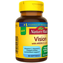 Load image into Gallery viewer, Nature Made Vision with AREDS 2 Formula, Eye Vitamins with Lutein &amp; Zeaxanthin, Vitamin C, Vitamin E, Zinc, and Copper, Helps Support Healthy Vision and Eye Function, 60 Softgels
