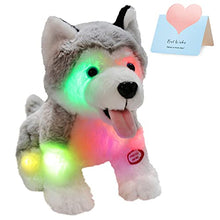 Load image into Gallery viewer, Athoinsu Light up Stuffed Husky Puppy Dog Soft Plush Toy with Magic LED Night Lights Valentine's Day Birthday for Toddler Kids, 8''
