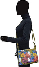 Load image into Gallery viewer, Anuschka Women’s Genuine Leather Shoulder Organiser - Hand Painted Exterior - Dreamy Floral
