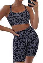 Load image into Gallery viewer, Aleumdr Women's Leopard Print Workout Sets 2 Piece Seamless Slim Fit Yoga Clothing Outfits Set Purple Small 4 6
