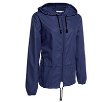 Load image into Gallery viewer, Hount Women's Lightweight Hooded Raincoat Waterproof Packable Windbreaker Jacket (L, Navy Blue)
