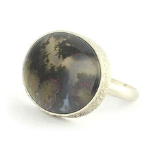 Load image into Gallery viewer, Indonesian Moss Agate and solid Sterling Silver Ring oval shape and green color size 7.5
