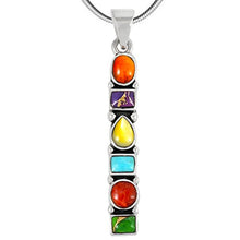 Load image into Gallery viewer, Gemstone Pendant Necklace 925 Sterling Silver &amp; Genuine Turquoise &amp; Gemstones (20" Length) (Multi-C71)
