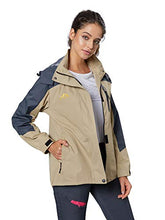 Load image into Gallery viewer, Spmor Women's Waterproof Jacket Rain Coat Windproof Breathable Hooded Windbreaker Jacket Khaki X-Large

