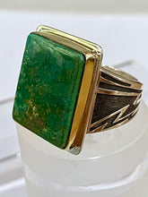 Load image into Gallery viewer, Royston Turquoise Ring Gem Green Turquoise Mens Large Natural 18k Gold &amp; Silver
