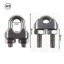 Load image into Gallery viewer, DYWISHKEY Pack of 20, 1/8 Inch M3 Stainless Steel Wire Rope Cable Clip Clamp
