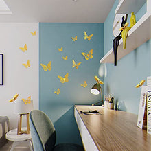 Load image into Gallery viewer, 3D Butterfly Wall Stickers, 48 Pcs 4 Styles 3 Sizes, Removable Metallic Wall Sticker Room Mural Decals Decoration for Kids Bedroom Nursery Classroom Party Wedding Decor DIY Gift (Gold)
