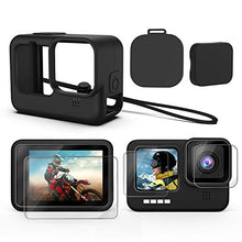 Load image into Gallery viewer, Accessories Kit for GoPro Hero 10/9 Black, Silicone Sleeve Protective Case with Rubber Cap + 6Pcs Tempered Glass Screen Protector with Lens Cover Cap for GoPro Hero 10/9
