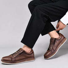 Load image into Gallery viewer, Men's Casual Oxford Dressy Sneakers Fashion Walking Shoes for Men Lychee Pattern Genuine Leather Upper Dark Brown Size 9.5
