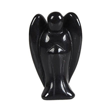 Load image into Gallery viewer, Justinstones Carved Black Obsidian Gemstone Peace Angel Pocket Guardian Angel Healing Statue 2 inch
