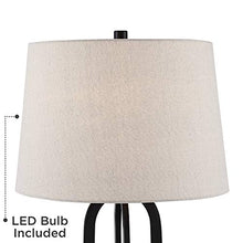 Load image into Gallery viewer, Marcel Modern Industrial Table Lamps Set of 2 with Nightlight LED USB Port Black Linen Shade for Living Room Bedroom - 360 Lighting
