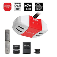 Load image into Gallery viewer, CRAFTSMAN 1/2 HP Smart Garage Door Opener - myQ Smartphone Controlled - Chain Drive, Wireless Keypad Included, Model CMXEOCG472, Red
