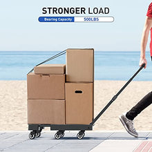 Load image into Gallery viewer, SPACEKEEPER Folding Hand Truck, 500 LB Heavy Duty Luggage Cart, Utility Dolly Platform Cart with 6 Wheels &amp; 2 Elastic Ropes for Luggage, Travel, Moving, Shopping, Office Use, Black

