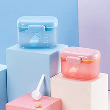 Load image into Gallery viewer, Zooawa Baby Formula Dispenser, Portable Travel Milk Powder Formula Container Candy Fruit Snack Storage Container with Scoop and Leveller, On-The-Go, BPA Free, Transparent - Blue
