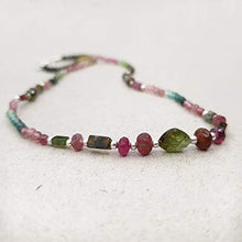 Load image into Gallery viewer, Watermelon Tourmaline Necklace for women Green Beads Jewelry Sterling Silver October Birthstone
