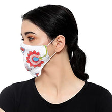 Load image into Gallery viewer, Touchstone Floral design Small Size Face Masks Reusable Machine Washable Handcrafted Cotton Double Layer for women. (Pack of 3). Red White
