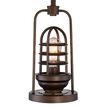 Load image into Gallery viewer, Hobie Industrial Table Lamp with Nightlight Antique LED Edison Bulb Rust Bronze Cage Drum Shade for Living Room Family - Franklin Iron Works
