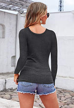 Load image into Gallery viewer, Womens V neck Long Sleeve Shirts Low Cut Slim Fitted Sexy Fall Sweatshirts
