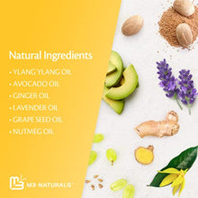 Load image into Gallery viewer, M3 Naturals Ylang Ylang and Ginger Massage Oil Infused with Collagen Stem Cell and Natural Essential Oils Best Deep Tissue Massaging Therapy Relaxing Sore Muscle Joint Relief Anti-Cellulite 8 oz
