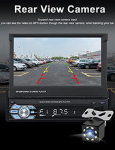 Load image into Gallery viewer, Car Stereo in Dash Single DIN 7 Inch HD Flip Out Touch Screen Radio GPS Head Unit Support Bluetooth Hands-Free GPS Navigation Mirror Link FM USB SD MP5 with Backup Camera Built-in Microphone UNITOPSCI
