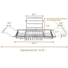 Load image into Gallery viewer, FBasics Bathtub Caddy Stainless Steel Bathtub Tray with Extending Sides and Book Holder
