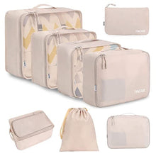 Load image into Gallery viewer, BAGAIL 8 Set Packing Cubes, Lightweight Travel Luggage Organizers with Shoe Bag, Toiletry Bag &amp; Laundry Bag (Cream)

