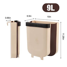 Load image into Gallery viewer, Hanging Trash Can,Silicone Folding Waste Bins Kitchen Foldable Trash Can Collapsible Small Garbage Can Compact Portable Waste Bin for Home Kitchen Room Cabinet Door Drawer - 9L/2.38 Gallon
