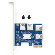 Load image into Gallery viewer, PCIe 1 to 4 Riser Card, Pcie Splitter 1 to 4 PCI Riser Card, 4 Risers into 1 PCI Card, PCIe Multiplier Risers 1X to External 4 PCI-e USB3.0 Adapter for ETH Miner GPU Crypto Bitcoin Ethereum Mining Rig
