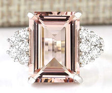 Load image into Gallery viewer, Zhiwen Chic Women Jewelry 925 Silver Natural Morganite &amp; White Sapphire Wedding Ring Size 6-10 (US Code 7)
