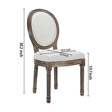 Load image into Gallery viewer, CangLong Farmhouse Dining Room Accent Chairs, French Distressed Bedroom Chairs with Round Back, Elegant Kitchen Chairs Side Chair, Set of 2, Fabric Back in Beige

