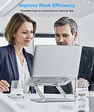 Load image into Gallery viewer, BoYata Laptop Stand for Desk, Adjustable Computer Stand with 360° Rotating Base, Ergonomic Foldable Laptop Riser Holder for Collaborative Work, Compatible with All MacBook Pro/Air, Notebook up to 17"
