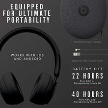 Load image into Gallery viewer, Beats Solo Pro Wireless Noise Cancelling On-Ear Headphones - Apple H1 Headphone Chip, Class 1 Bluetooth, Active Noise Cancelling, Transparency, 22 Hours Of Listening Time - Black
