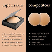 Load image into Gallery viewer, NIPPIES Nipple Cover - Matches Breast Skin Tone - Sticky Adhesive Silicone Nipple Pasties - Reusable Pasty Nipple Covers for Women with Travel Box Crème
