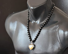 Load image into Gallery viewer, ElisaJewelryArt - Women's Natural Heart Citrine Pendant Necklace Black Onyx Beaded Necklace Genuine Gemstone Creativity Stone Clasp Closure Hematite Necklace Unisex Necklace (22, Citrine)
