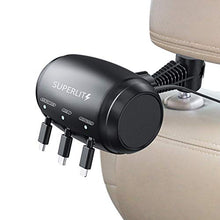 Load image into Gallery viewer, SUPERLIT Multi Car Retractable Backseat 3 in 1 Car Charging Station Box Compatible with All Phones | iPhone | Samsung | Android | Share Ride Customer Charging Dock Attach to Headrest
