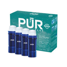 Load image into Gallery viewer, PUR PLUS Water Pitcher Replacement Filter with Lead Reduction (4 Pack), Blue – Compatible with all PUR Pitcher and Dispenser Filtration Systems
