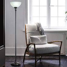 Load image into Gallery viewer, Threshold Floor Lamp for Living Room by Light Accents - Traditional Standing Pole Light with Dome Glass Shade – Upward Torchiere 71.2" Tall - (Bronze)
