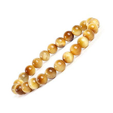 Load image into Gallery viewer, Serirtire 8mm Tiger Eye Gemstone Bracelet Round Beads Stretch Bracelet Handmade Healing Stone Jewelry for Women Girls Gold
