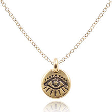 Load image into Gallery viewer, MAEMAE Evil Eye 14k Gold Filled Spiritual Necklace | Evil Eye Pendant | 10mm Gold Plated Charm | 16”+2" Extension

